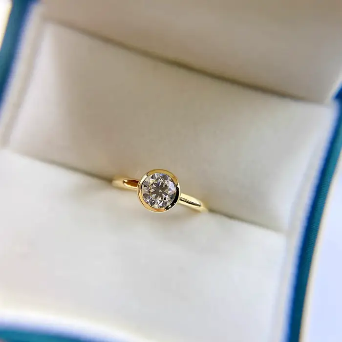 Bague en diamant véritable or 14 carats pour femmes