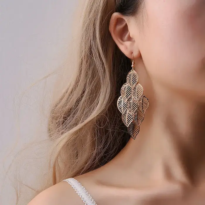 Boucles d'oreilles longues plaquées argent pour femmes