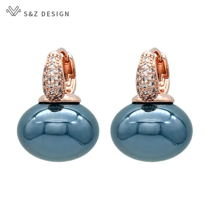 S & Z DESIGN nouvelle mode pain rond grande perle boucles d'oreilles pour les femmes bijoux de maria