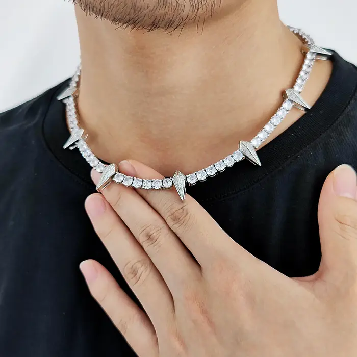 ESKEEM HipHop bijoux glacé Tennis tour de cou plaqué or blanc Micro pavé diamant 5mm panthère noire