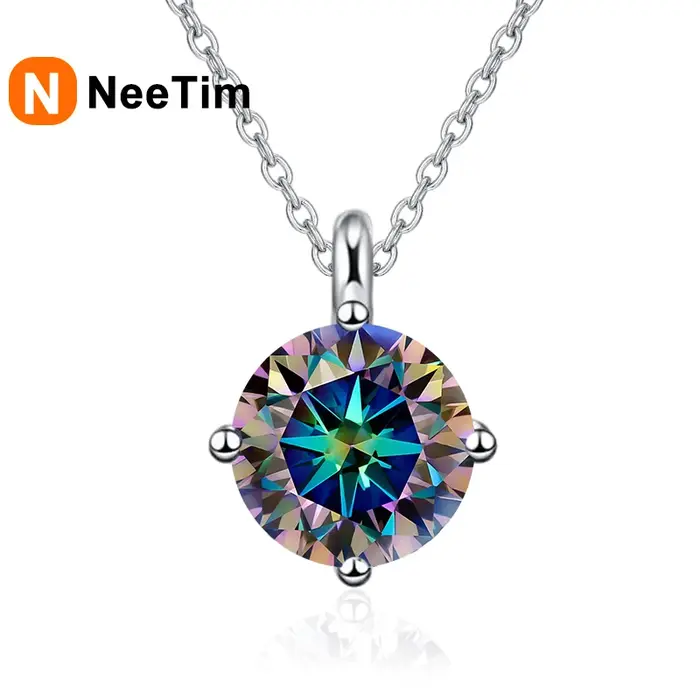 Neequer1CT-Collier pendentif en véritable moissanite pour femme