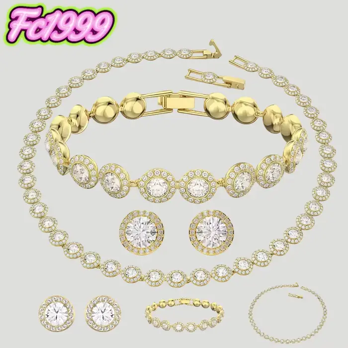 Ensemble de bijoux ronds en or S925, boucles d'oreilles, bracelet, collier uniques, pour tous les jours, les fêtes et les banquets