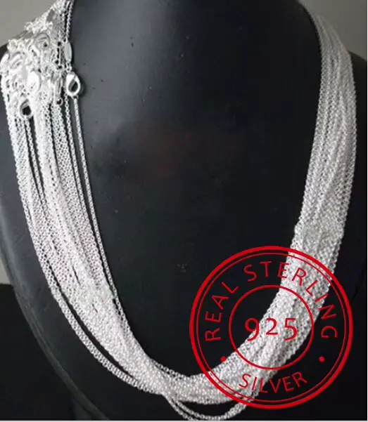 Promotion, 10 pièces/lot Collier en argent regardé 925, bijoux fins, Rolo JO1 mm, 16 ", 18", 20 ", 2