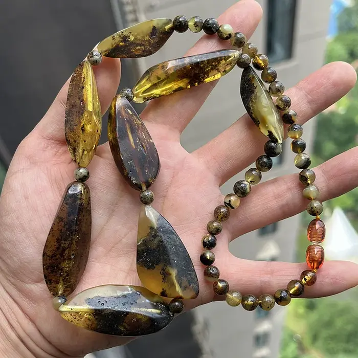Collier en ambre 100% véritable pour unisexe, nouveau, Original, Unique, fait à la main, bijoux en a