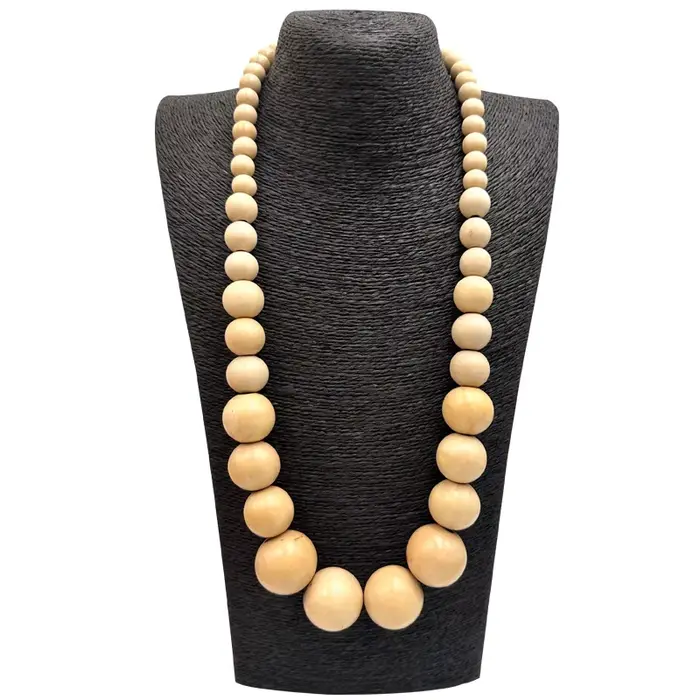 Collier Long grandes perles rondes Style femme chaîne de pull africain exagéré rétro chaîne perles a