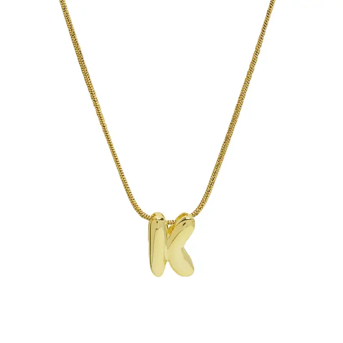 Ballon plaqué or 26 lettres de l'alphabet pendentif collier bulle de cuivre