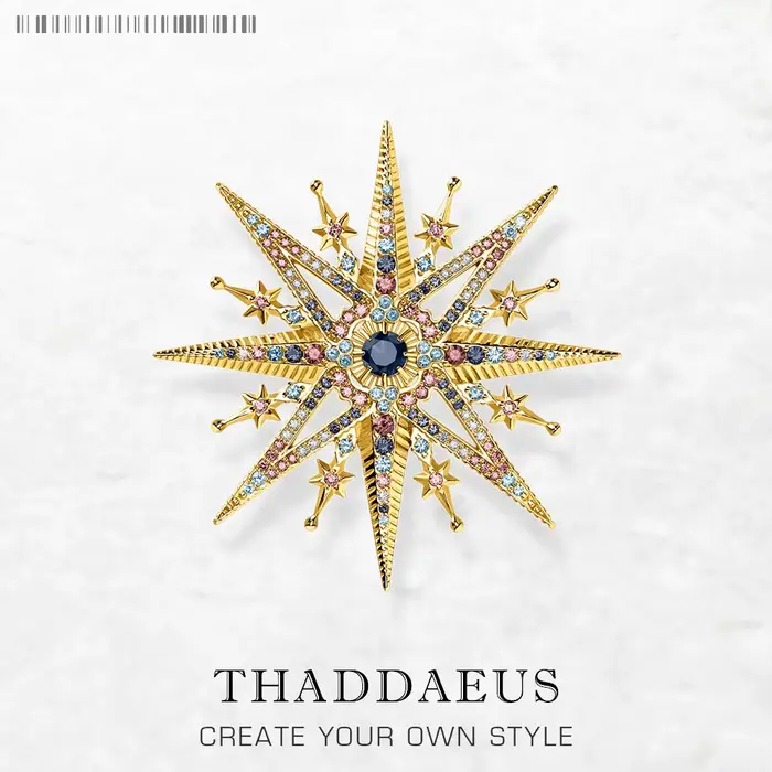 Broche plaquée or étoile royale colorée, flambant neuf, bijoux fins, cadeau bohème pour femmes en ar