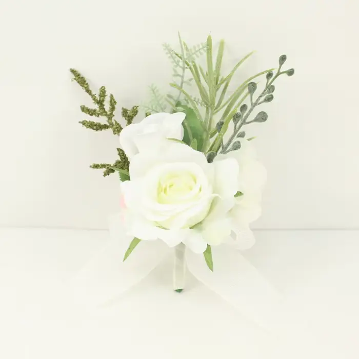 Corsage de poignet ivoire pour sœurs de demoiselle d'honneur, fleur faite à la main, Rose artificiel