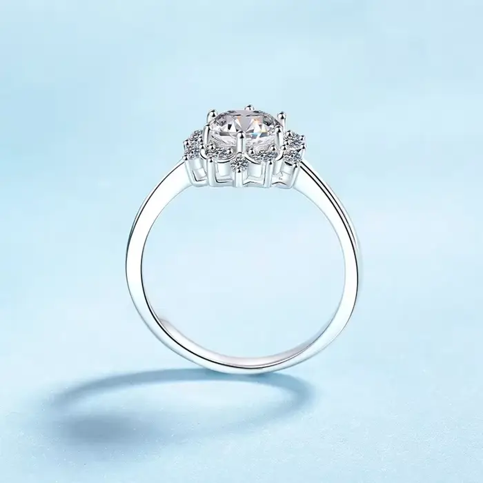 Fiançailles platine Pt950 1CT Moissanite diamant tournesol Six griffes alliance femmes cadeau d'anniversaire fille bagues de saint valentin