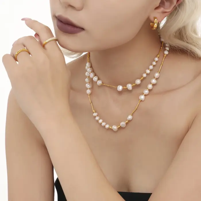 Collier de perles d'eau douce naturelles pour femmes