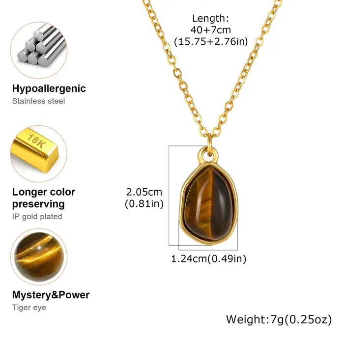 Collier en pierre naturelle œil de tigre pour femmes