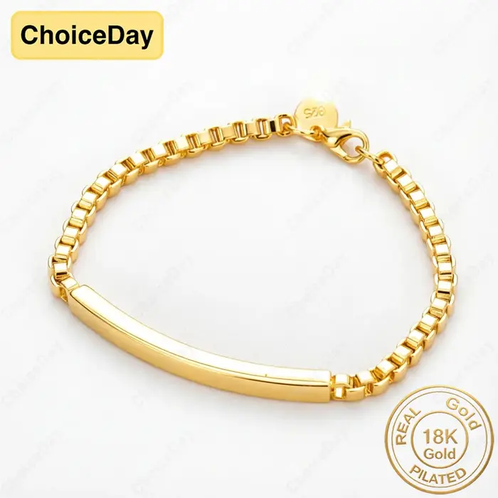 Bracelet chaîne classique plaqué or 18 carats 4 mm pour homme et femme, bijou tendance, cadeau, acce