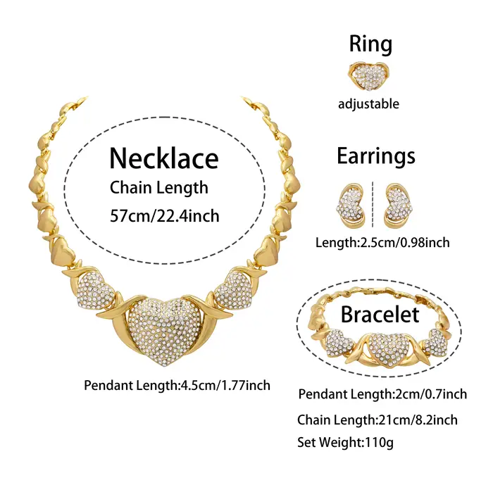 Ensembles de bijoux en forme de cœur pour femmes