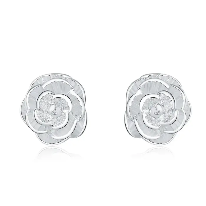 Boucles doreilles en argent regardé 925 fleur modernes pour femmes mode soirée élégance bijoux occasions spéciales