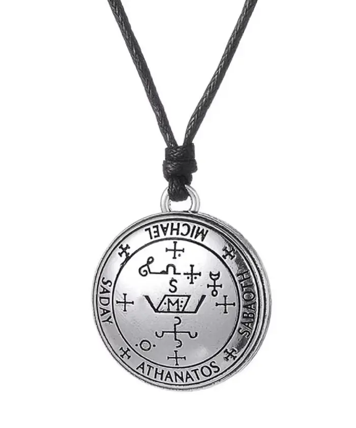 Teamer–collier homme collier rond Wicca pour hommes, pendentif de sceau, cordon de cire, chaîne à ma