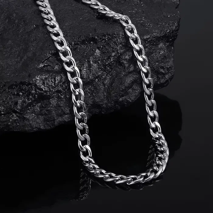 Chaîne à maillons cubains classique de haute qualité, collier lisse, bijoux à la mode, cadeau de fêt