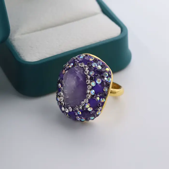 Bague Élégante en Améthyste et Zirconium pour Occasions Spéciales Style Étoile Femme