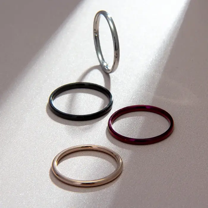 Bague de couple en acier titane fin 2 mm
