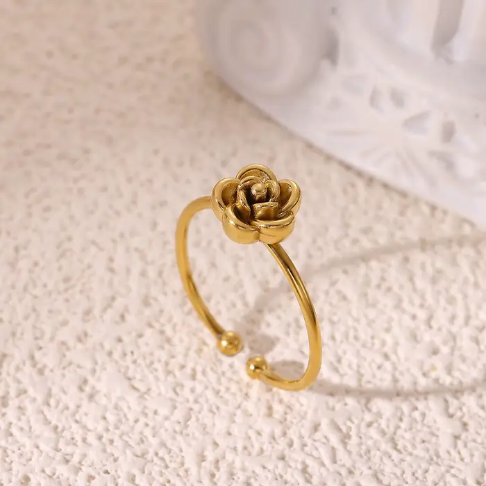 Proposure Anillos pour femmes mignon Rose fleur fleurs couleur or bague anniversaire romantique en a