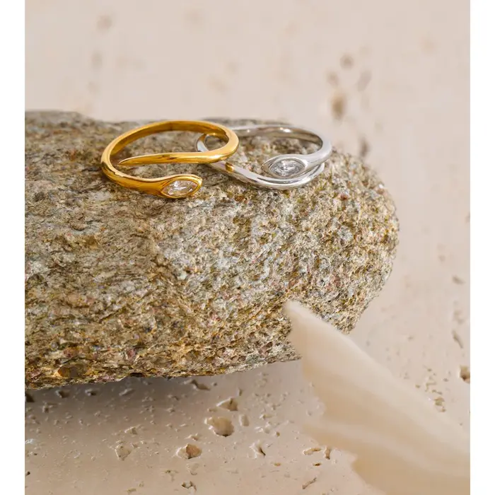 Yhpup – bague serpent réglable en acier inoxydable et zircone