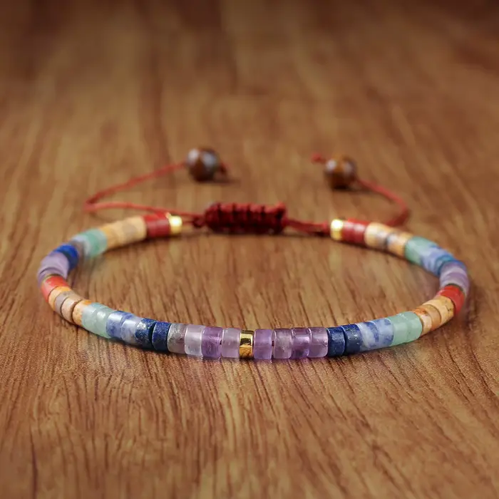 Bracelet en pierres naturelles 7 chakras, bijoux faits à la main multicolores, joli cadeau pour un u