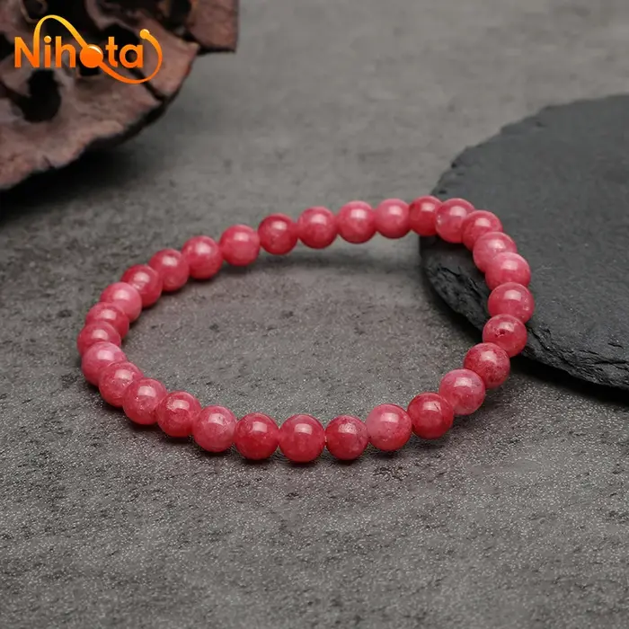 Bracelets en calcédoine rouge rhodochros