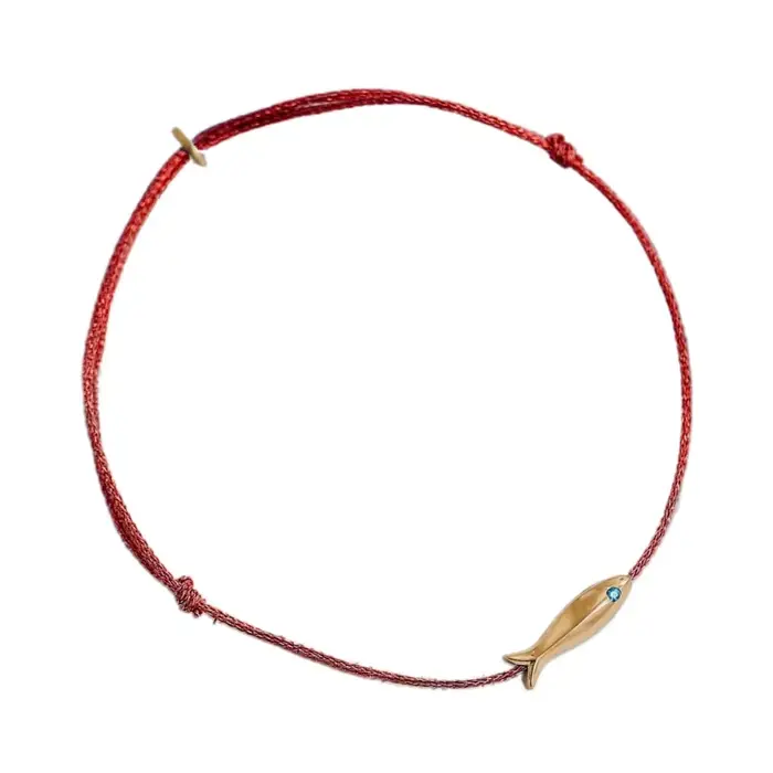 Bracelet poisson réglable pour femme, bijoux ethniques minimalistes faits à la main, ficelle rouge, 
