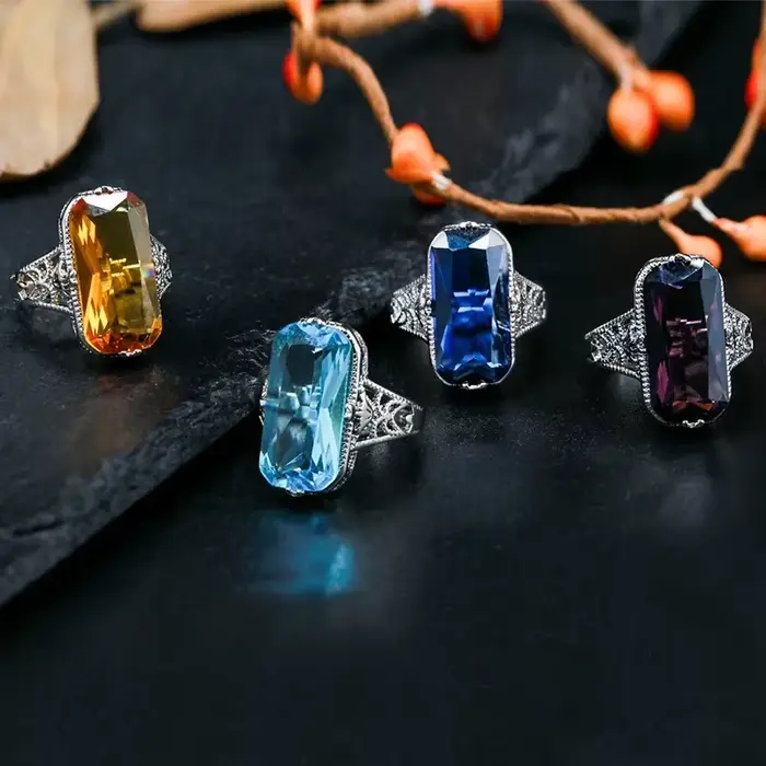 Bague en argent Sterling 925 pour femmes, avec Citrine ajourée, pierres précieuses de luxe, bijoux de mariage, bagues en argent 925 pour femmes