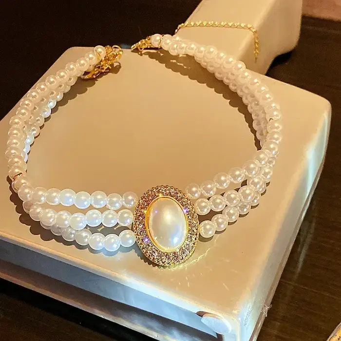 Collier ras du cou en perles multicouches pour femme, bijoux en cristal