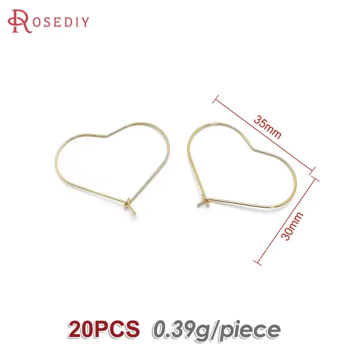Boucles d'oreilles ovales longues couleur or 18 carats, 20 pièces, crochets, haute qualité, fournitu