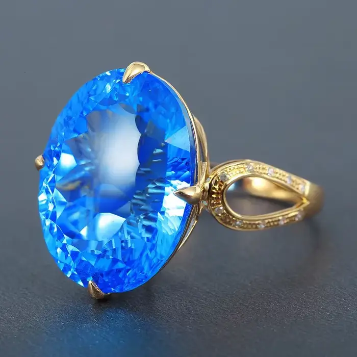 Bague en or 14K pour femmes, bijoux fins en saphir, boîte Anel De pierres précieuses, alliances De m
