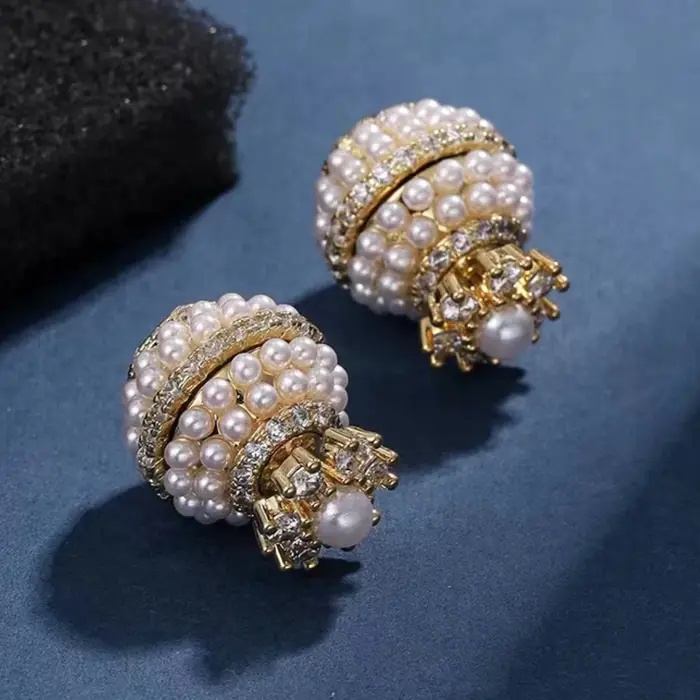 Mode perle boucles d'oreilles doux élégant luxe femmes bijoux Zircon classique perle boucles d'oreil