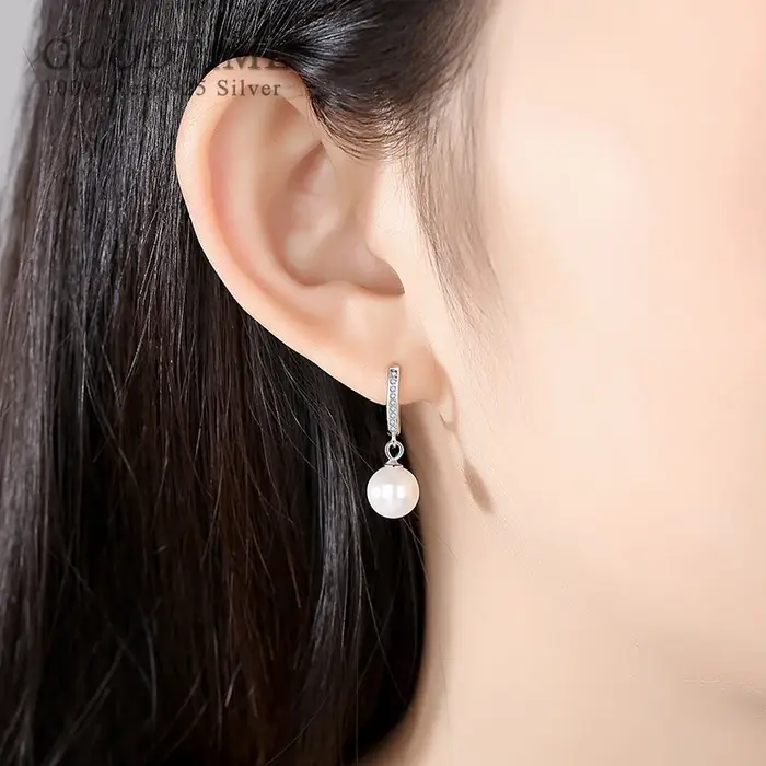 Femmes à la mode boucle d'oreille pur 925 en argent Sterling Zircon boucles d'oreilles
