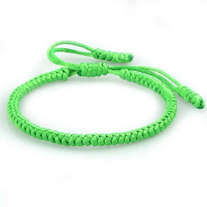 Bracelet tressé en fil vert pour hommes et femmes, tissé à la main, corde porte-bonheur, couches enr