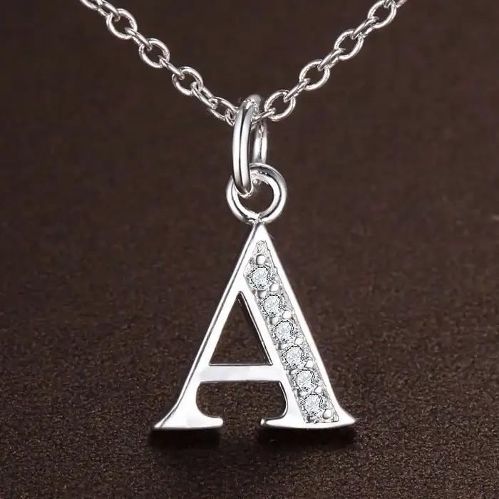 Pendentif de collier en argent regardé 925 pour femme, 26 lettres, accessoires de bijoux exquis, cad