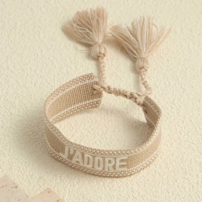 JADORE lettre brodé tricoté Bracelet gland dames tissé