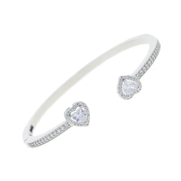 Bracelet en forme de cœur ouvert pour femmes avec zircone AAA plaqué platine fonction tracker de sommeil et d'humeur bijou de luxe occasions spéciales