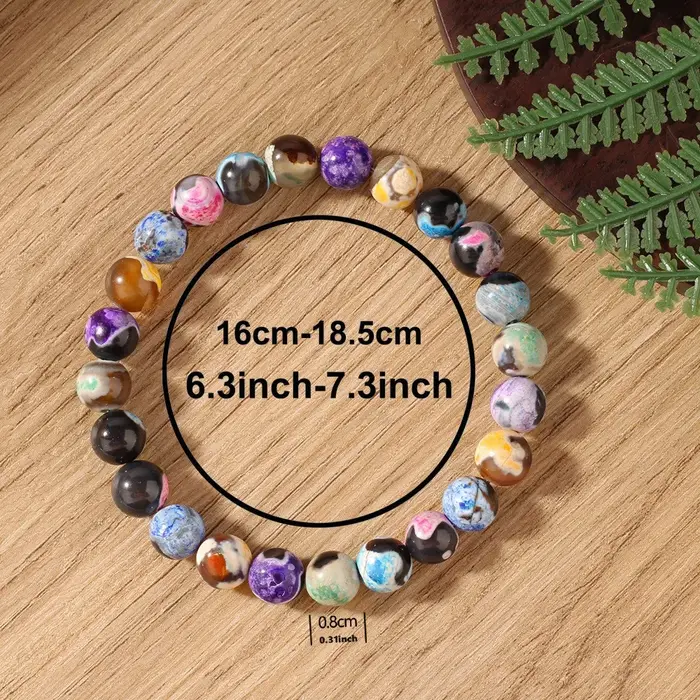 Bracelet en pierre naturelle colorée bohème pour femmes perles de 8mm chaîne élastique bijoux de fête et bien-être