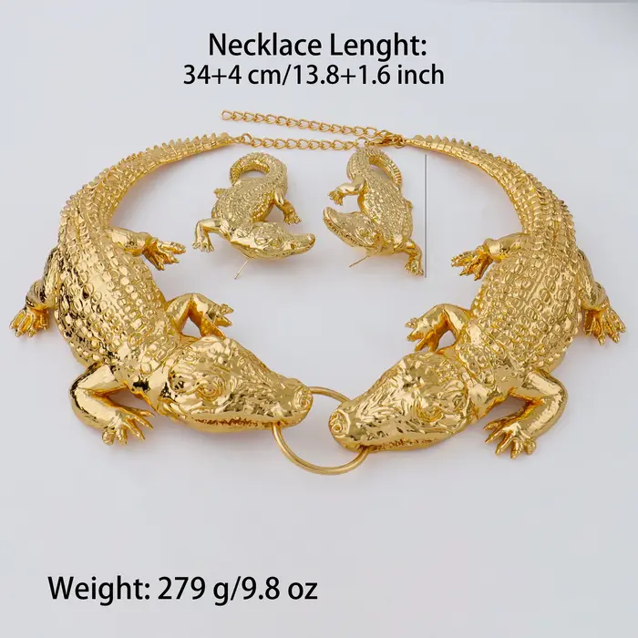Grand ensemble de bijoux africains en crocodile pour femme