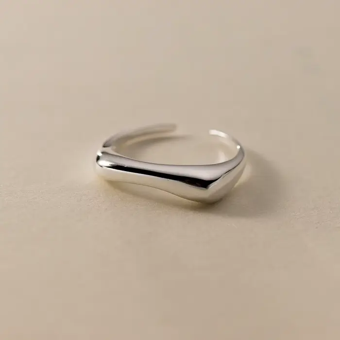 Argent sterling 925, forme géométrique en arc ​ Bagues ouvertes pour femmes, accessoires de bijoux d