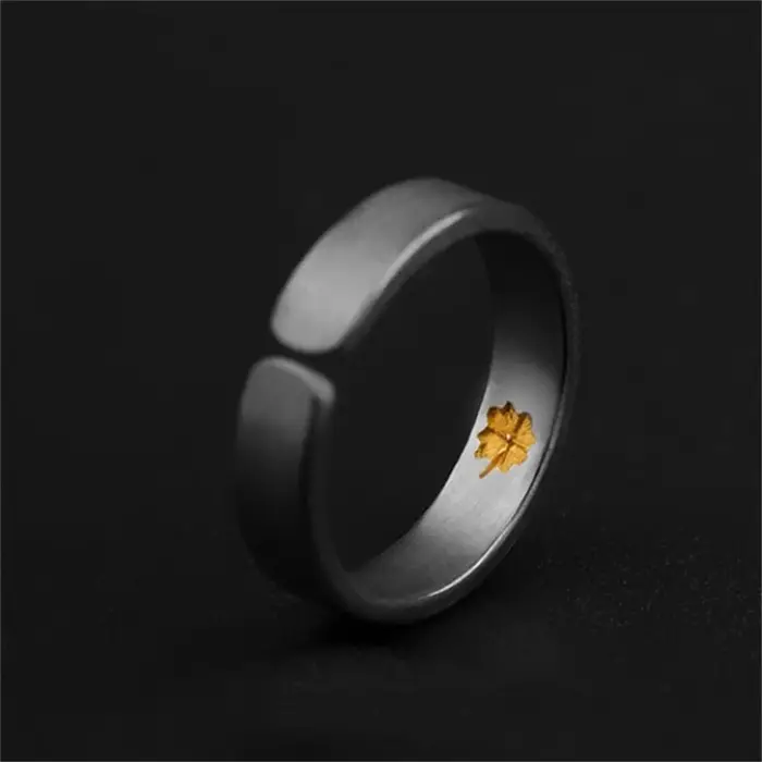 Bague classique en forme de feuille de trèfle en or pour hommes, bijoux de qualité supérieure, bague