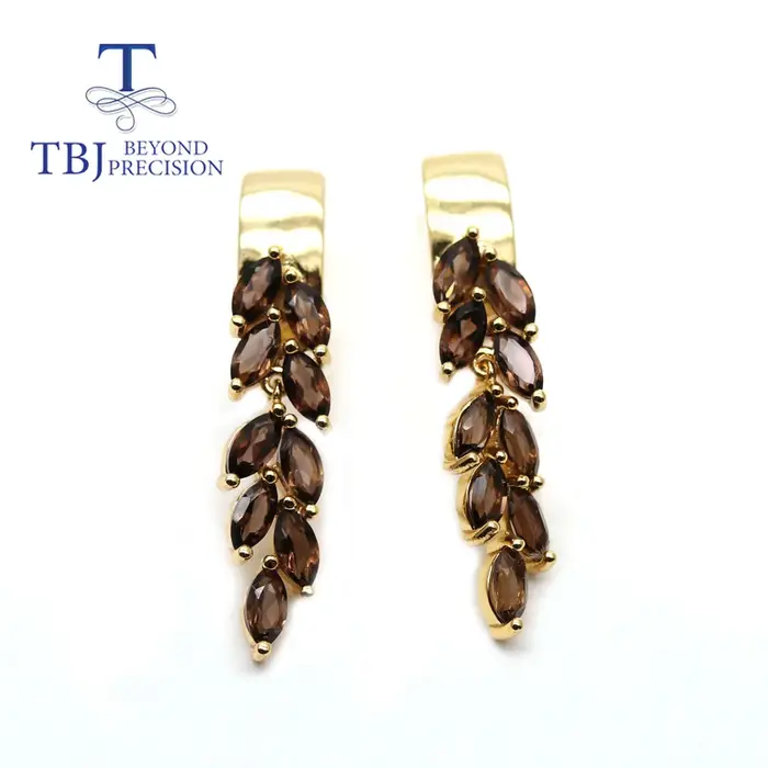 Boucles d'oreilles en pierres précieuses fumées naturelles simples et élégantes TBJ 2026, 3*6mm, pou