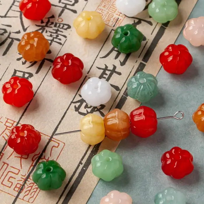 Perles de Citrouille en Verre Glacé