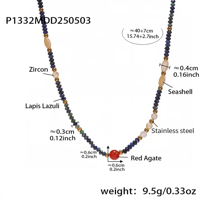 Collier grande roue pour femmes en acier inoxydable, Niche ronde, pierres naturelles, chaîne d'été, 