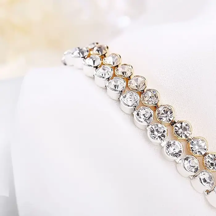 Bracelets de Tennis en cristal de luxe pour femmes, cadeau de mariage, couleur or argent, chaîne romaine en métal, bijoux en zircone cubique