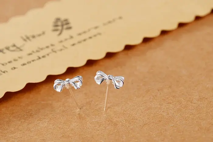 Boucles d'oreilles à nœud papillon en argent Sterling 100%