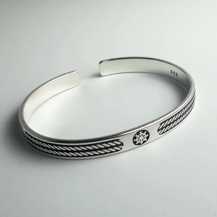Bracelet rétro 100% argent massif 925 pour femmes et hommes