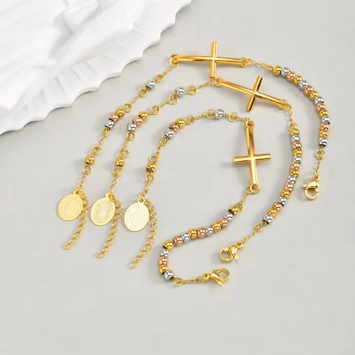 Bracelet chapelet croix vierge marie pour femmes