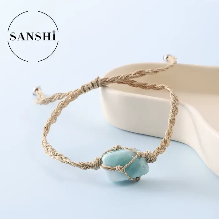 Bracelet en pierre naturelle tissée à la main