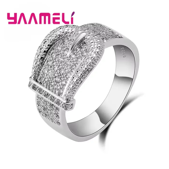 Bague de ceinture brillante pour femmes, nouveaux Bijoux de haute qualité incrustés de petits crista